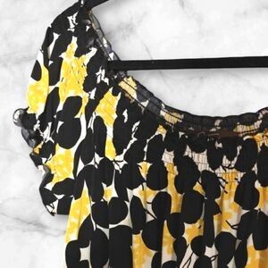 :16: Plus, Jessica Summer Dress Black White & Yellow Pattern.